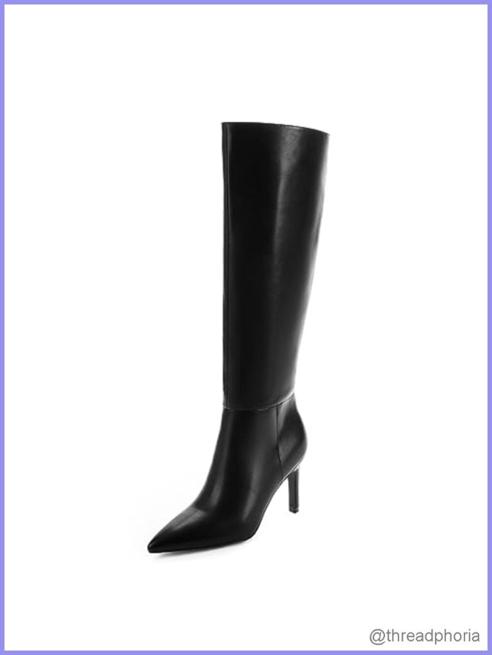 Knee High Boots Women Pointed Toe Stiletto Heel Faux Leather Zip